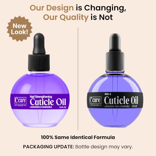 C CARE Lavender & Chamomile Cuticle Oil 2.5 oz - Nourishing Nail & Skin Moisturizer with Dropper & Brush