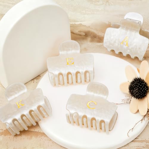 Personalized Initial Hair Claw Clip - Gold Glitter Acrylic
