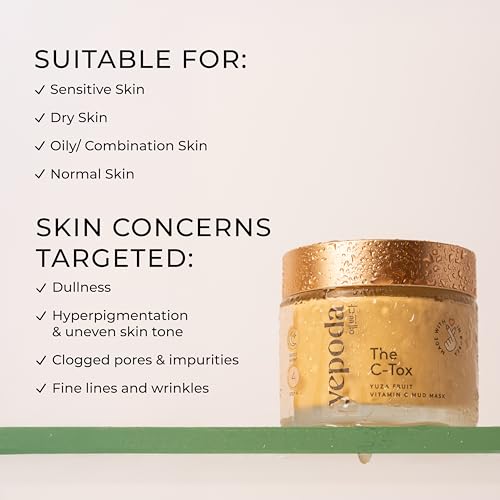 Yepoda The C-Tox, Detoxifying Mud mask with Vitamin C, Deeply Cleanses & Brightens the Skin, Vegan Korean Mud Mask for All Skin Types. 2.82 OZ. (80 g)
