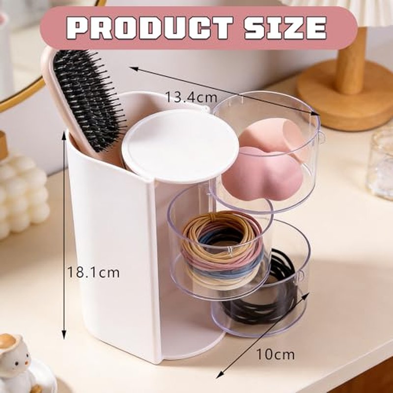 3-Layer Rotating Hair Accessories Organizer - White & Pink
