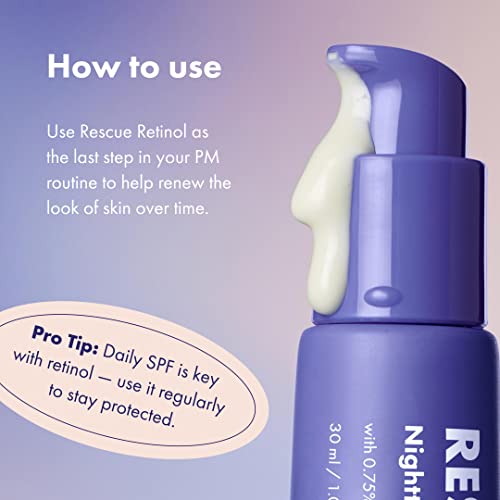Rescue Retinol Nighttime Renewing Cream - Helps With the Look of Uneven Texture and Post-Blemish Marks - Gentle, Non-Drying Formula, Introduction Retinol - Safe for Sensitive Skin (30 ml)