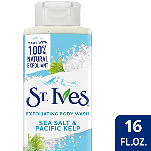 St. Ives Exfoliating Body Wash - Sea Salt & Pacific Kelp Scrub, Natural Body Wash, Body Soap, or Hand Soap with Plant-Based Exfoliants for Glowing Skin, 16 Oz Ea (Pack of 3)