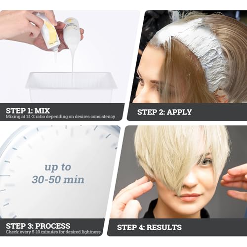Hair Bleach Kit - Lifts 8 Shades, Conditioning Cream & Mask