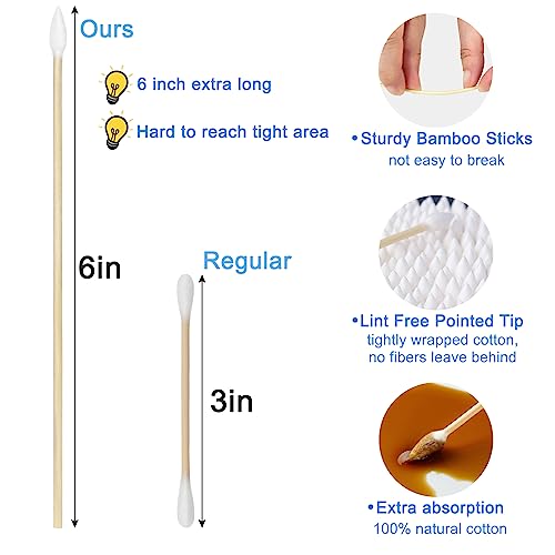 Eyxformula 6 Inch Cotton Swabs for Gun Cleaning - 200 Pcs