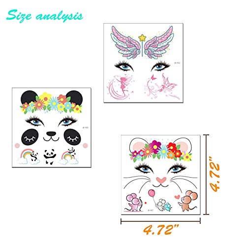 Animal Face Temporary Tattoo Stickers - 12 Sheets Water Transfer