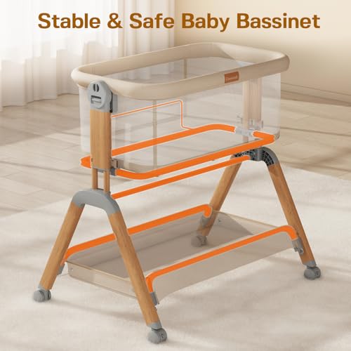 3-in-1 Baby Bassinet Bedside Sleeper with Gentle Rocking & Mesh