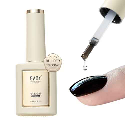 GAOY Builder Top Coat Gel, 16ml No Wipe Clear Rubber Top Coat for Gel Nail Polish, High Gloss Apex Building for Long Lasting UV Gel Nail Art