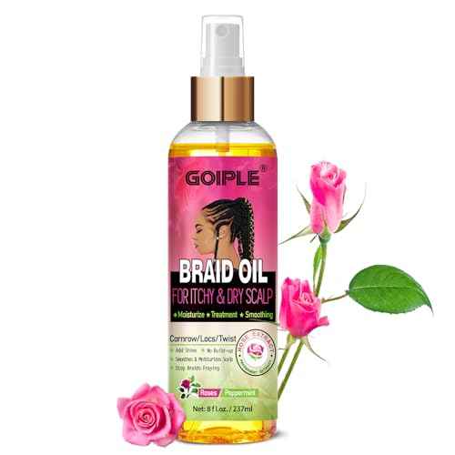 Braid Oil for Soothes Moisturizes Dry & Itchy Scalp- Braid Care for Dandruff and Thinning Edges- Braiding Scalp Oil for Locs & Twists Enhances Shine and Reduces Frizz Refreshes Dry Hair 8 fl oz