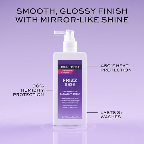 John Frieda Frizzease Smooth Operator Blowout Spray, Texture Spray for Hair, Hair Gloss in a Spray, Heat Protection Spray for Hair, 6.77 Oz