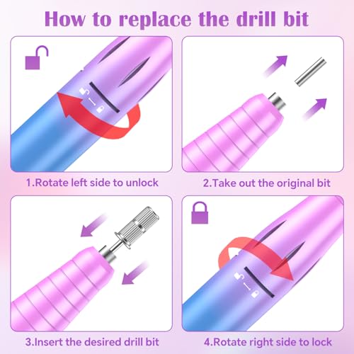 Professional Electric Nail Drill 45000 RPM with 11 Bits - Portable Manicure & Pedicure Tool