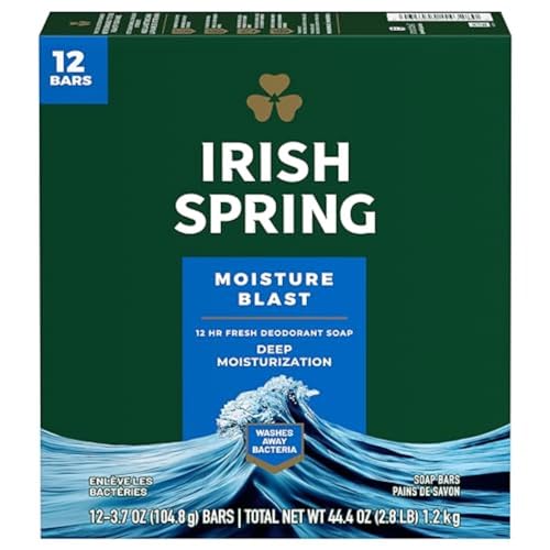 Irish Spring Deodorant Soap Moisture Blast 12-Count (Pack of 12)