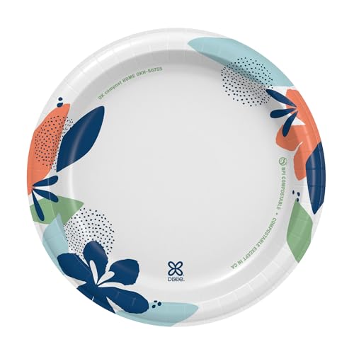 Dixie 8.5 Inch Paper Plates, 90 Count - Soak-Proof & Microwave-Safe