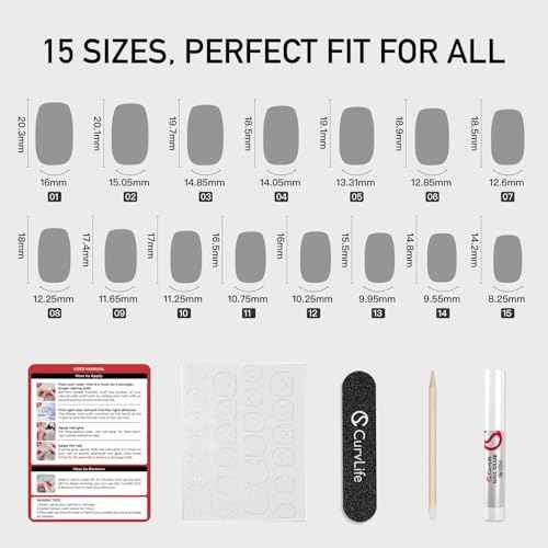 Curvlife Soft Gel Press On Nails ? Reusable False Natural Fit Fake Nails Tips Stick Ons, Salon Quality UV Finish (snowflake french, Short)
