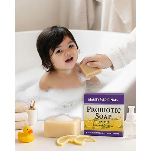 Massey's CF 100% Natural Probiotic Soap Bar - Elevate Your Skincare Routine with Potent Tea Tree and Refreshing Lemon Essence - Pure Citrus Bliss 4oz