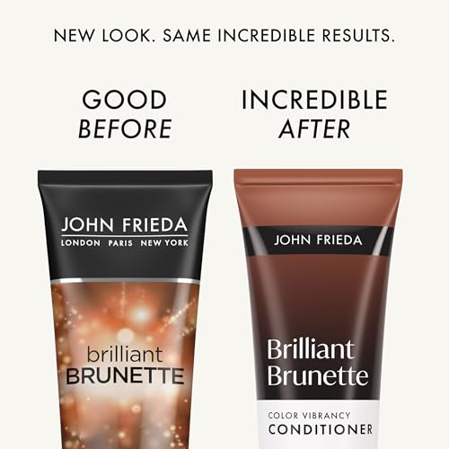 John Frieda Brilliant Brunette Color Protecting Conditioner, For Maintaining Color Treated Hair, Anti-Fade Conditioner, 2-8.45 Oz