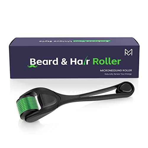 Beard & Hair Roller Black w/Green 540 Stainless Steel Microneedling Roller MOOKARDILANE Home Use