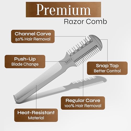 Hair Razor Comb with 12 Replacement Blades - Professional Thinning