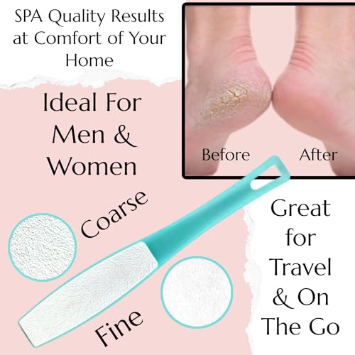 Blue Double Sided Foot File Pumice Scrubber for Callus & Heel Exfoliation - Ergonomic Handle