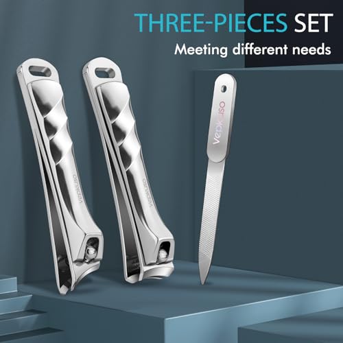 Nail Clippers for Seniors, Wide Jaw Fingernail Clippers and Angled Head Toenail Clippers for Thick Nail, Professional German Nail Clippers for Men, Women&Pregnant