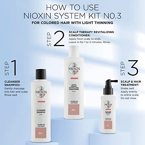 Nioxin System 3 Scalp Therapy Conditioner, Color Treated Hair with Light Thinning, 16.9 oz