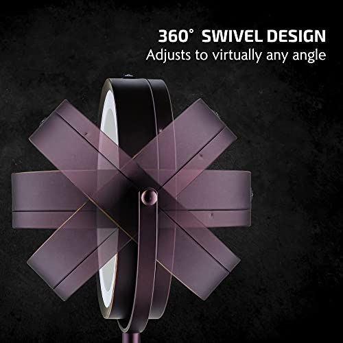 OVENTE 7'' Lighted Makeup Mirror with 1X/7X Magnification, Cordless Tabletop Mount Vanity Mirror with 360¡Æ Swivel Design & Double Sided Glow Cosmetic White LED Ring Light, Antique Bronze MCT70ABZ1X7X