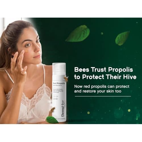 DermaHive - Red Propolis Restorative Serum with Vitamin E, Antioxidants & Lavender Oil, Anti Aging Face Serum for Women & Men, Antioxidant, Skin Repair, Glowing Skin, Scar Removal, Airless Pump - 50g
