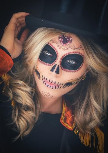 Sugar Skull Face Temporary Tattoo - 2 Pack Dia de los Muertos