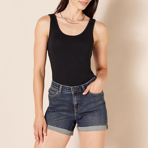 Amazon Essentials Women's Slim-Fit Ribbed Scoop Neck Tank Tops - 2 Pack