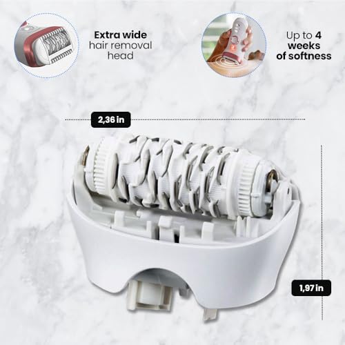 Replacement Epilator Head 81533164 Compatible with Braun Silk-?pil 7, Silk-?pil 9 and Xpressive | Extra Wide Epilation Head, White