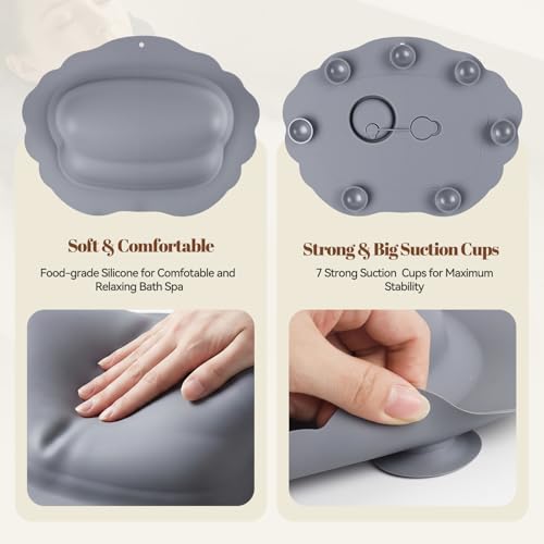 Silicone Bath Pillow with Suction Cups – Adjustable Neck Support
