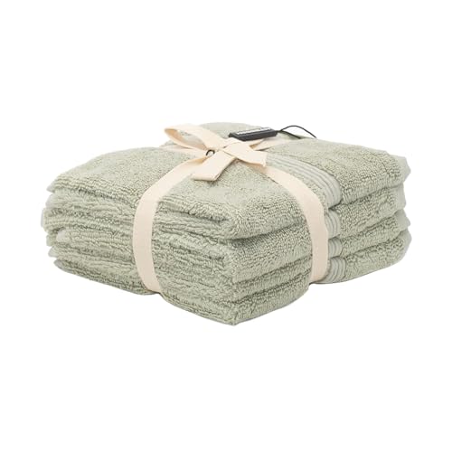 Mosobam Luxury Turkish Towels Set of 12 Washcloths 13X13 Seagrass Green 700 GSM Bamboo Viscose & Aegean Turkish Combed Cotton