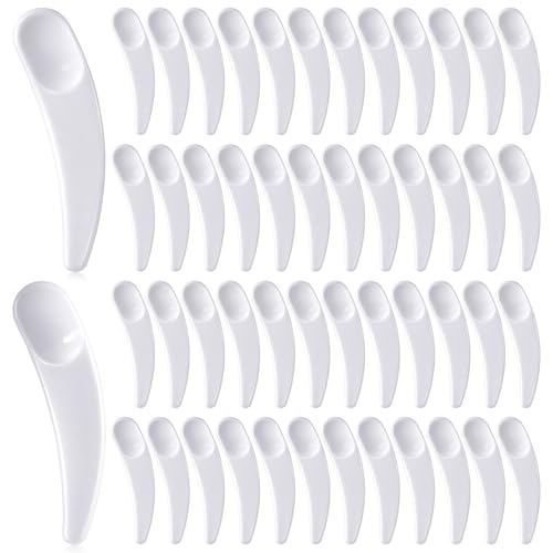 Disposable Cosmetic Spatulas Set - 100 Mini Plastic Makeup Scoops for Skincare & Makeup