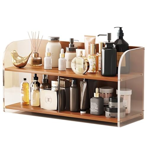 20 Inches Bamboo Cosmetic Organizer, Large Vanity Organizer, Makeup Organizer Countertop, Skincare Organizer Countertop