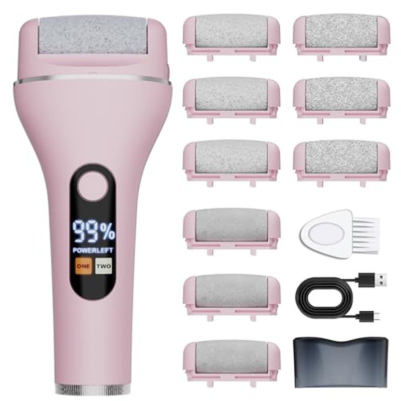 AdamPark Electric Callus Remover - Rechargeable Foot File with 9 Roller Heads