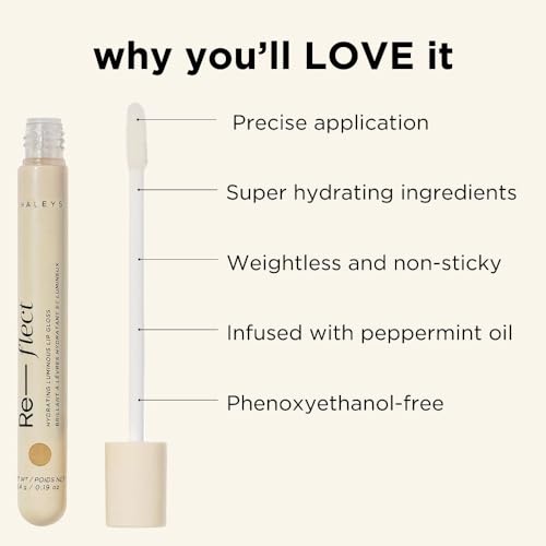 HALEYS Hydrating Luminous Lip Gloss (Cosmos), Re-flect and hydrate, nourish, non-sticky, weightless, Phenoxyethanol-free, peppermint oil-infused, Vegan and Cruelty-free