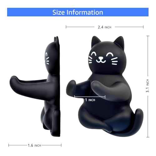 Cat Holder Shaver Organizer, Black Cat Bathroom Decor Razor Holder Wall Mount, Valentine's Day Birthday Gifts for Women Boyfriend Girlfriend, Emotiona Gifts for Wife Husband Dad Mom Cat Lover