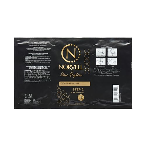 Norvell Pre Sunless Tan Body Buff eXmitt - Exfoliate, Prime and pH Balance, 1 Disposable/Single-Use Exfoliating Mitt for use before Self Tanner