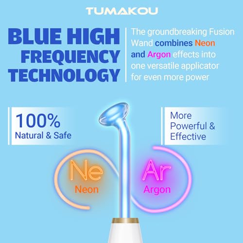 TUMAKOU High Frequency Facial Wand with 4 Neon + Argon Tubes