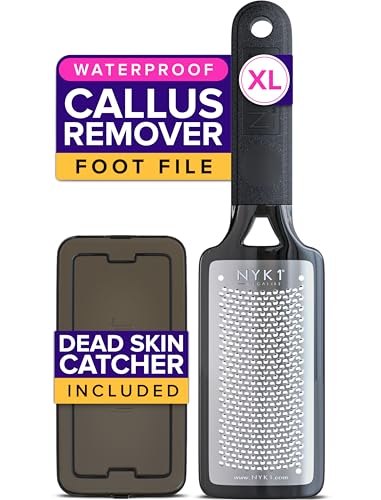 NYK1 RUSTPROOF Foot File Callus Remover XL Size with Catcher - Pedicure Tool