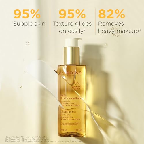Clarins Total Cleansing Oil | Removes Long-Wearing, Heavy and Waterproof Makeup and Pollutants | Preserves Skin's Microbiota | Easy Rinse | Safe For Use On Face, Eyes and Lips | Dermatologist Tested