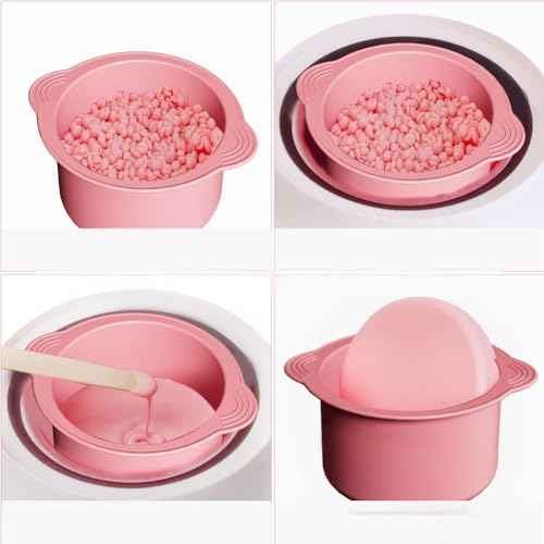 2Pcs 14 oz Silicone Wax Warmer Liner & 50 Pcs Waxing Sticks Body Hair Removal Sticks Applicator Easy to Clean Non-Stick Wax Pot Silicone Bowl Replacement