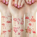Pink Flamingo Temporary Tattoos - 12 Sheets Watercolor Design