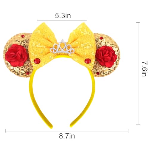 Gold Sequin Mouse Ears Headband for Birthday Parties