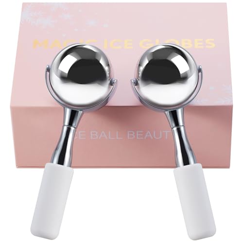 Cryo Sticks for Face-360 Rotating Unbreakable Steel Ice Globes, Cold Massage Roller Ball -Facial Skin Care Tools for Women, Ice Globes for Face and Eyes-Face Ice Roller-Ice Roller for Face