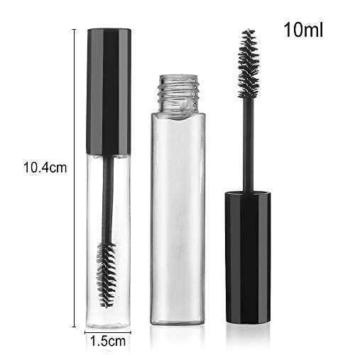 Tvoip 3Pcs 10ml Empty Mascara Tubes With Eyelash Wand, Rubber Inserts and Funnels for Castor Oil, Ideal Kit for DIY Cosmetics, Includes 3 tubes, 3 rubber inserts and 3 funnels