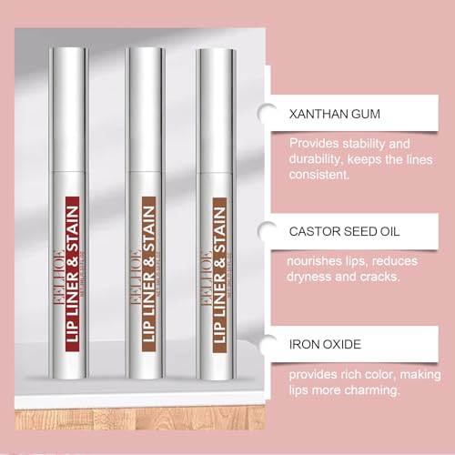 Petansy 3-Color Peel Off Lip Stain Tattoo Set, Waterproof Matte Lip Liner, Removable Lip Color, 1 Pack of 3