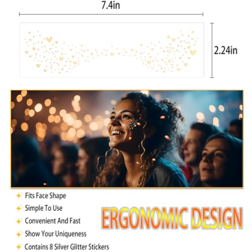 Gold Glitter Freckle Face Tattoos, 10 Sheet Sparkle Patches