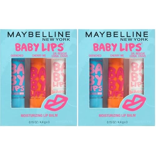 Maybelline New York Baby Lips Moisturizing Lip Balm,Lip Care Essentials,3 Shades,(Pack of 6)