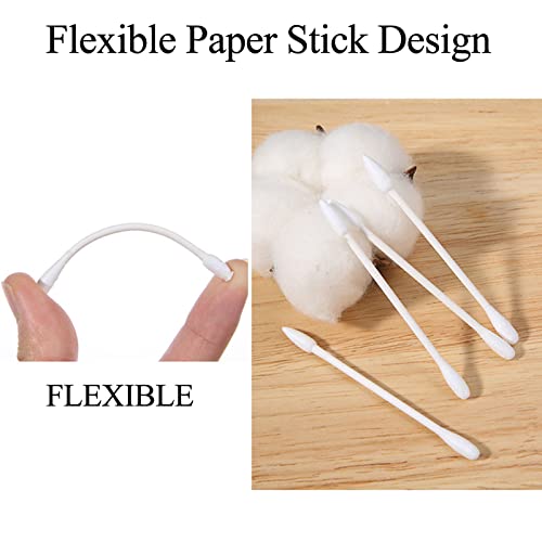 Olive Oil Makeup Remove Cotton Swabs - Individually Wrapped Double Tipped Paper Sticks, 100 Count (Round/Pointed End)