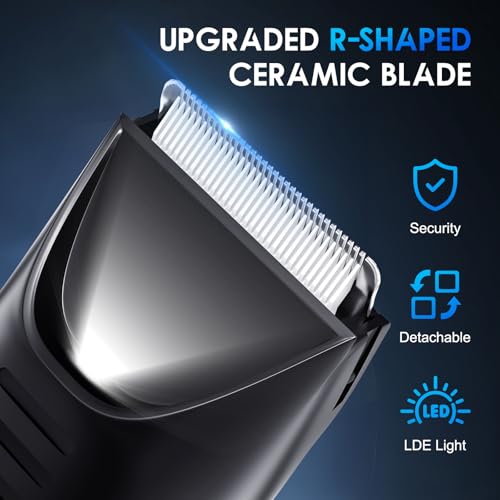 Electric Body Hair Trimmer - IPX7 Waterproof Trimmer for Men with LED Light, Wet/Dry Groomer, USB-C Rechargeable- Men's Pubic, Groin and Body Shave,Balls & Sensitive Skin Safe-Christmas Gifts for Men